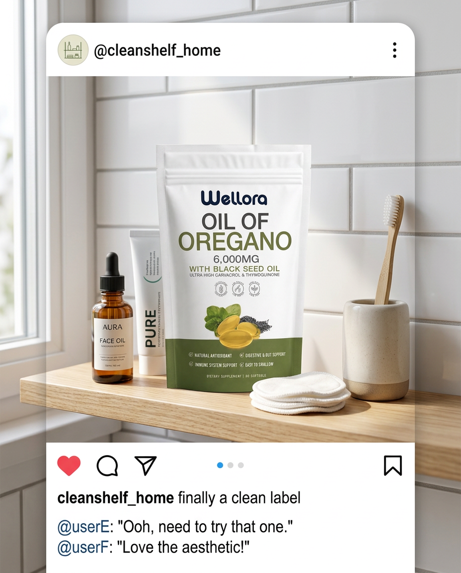 Wellora social media posts mockup grid