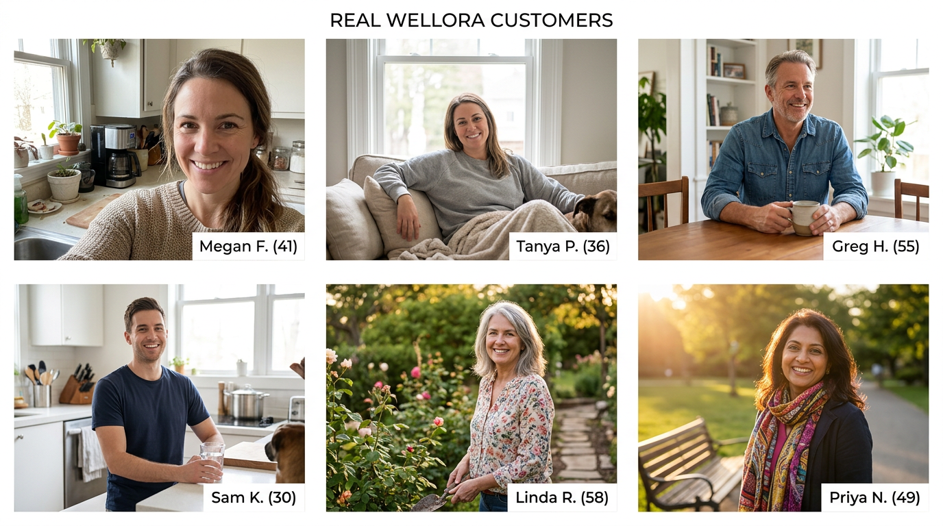 Grid of Wellora customer photos